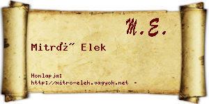 Mitró Elek névjegykártya